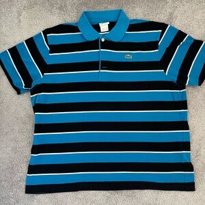 Men’s Lacoste Blue Striped Polo Size 9
